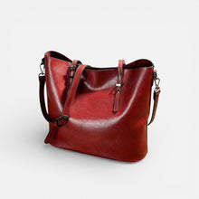 Damen Schultertasche mit Reißverschluss und großem Hauptfach in Rot