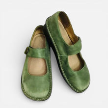 Orthopädische Damen Ballerina Schuhe mit Riemen in Grün