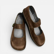Orthopädische Damen Ballerina Schuhe mit Riemen in Braun
