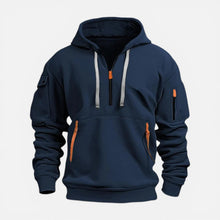 Herren Kapuzenpullover mit Reißverschluss und Taschen in Marineblau