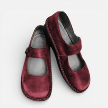 Orthopädische Damen Ballerina Schuhe mit Riemen in Rot