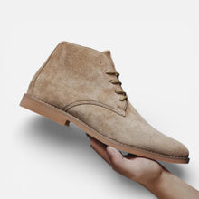 Herren Schnürstiefeletten Wildlederoptik in Khaki