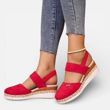 Damen Orthopedic Keilsandalen mit Riemen in Rot