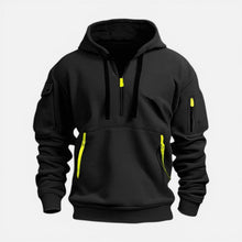 Herren Kapuzenpullover mit Reißverschluss und Taschen in Schwarz
