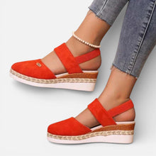 Damen Orthopedic Keilsandalen mit Riemen in Orange