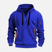 Herren Kapuzenpullover mit Reißverschluss und Taschen in Blau