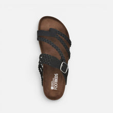 Orthopedic Sandalen Geflochten Verstellbarer Riemen Lederoptik in Schwarz