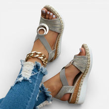 Orthopädische Damen Sandalen mit Keilsohle und Zierdetail in Grau