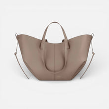 Damen Shopper Tasche mit breiter Form und Schultergriffen in Beige