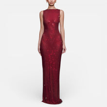 Langes ärmelloses Abendkleid mit schmaler Passform in Rot