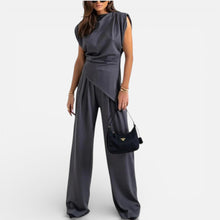 Damen Jumpsuit Weitbein V Ausschnitt in Grau