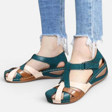 Damen Sandalen mit Riemen und Klettverschluss in Grün