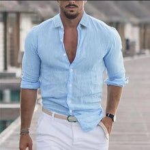 Karl – Klassisches Leinenhemd für Herren in Himmelblau