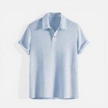 Herren Polo Shirt Kurzarm Strukturstoff in Blau