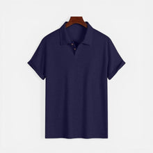 Herren Polo Shirt Kurzarm Strukturstoff in Marineblau