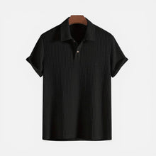 Herren Polo Shirt Kurzarm Strukturstoff in Schwarz