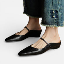 Damen Ballerinas mit Riemchen und flacher Sohle in Schwarz