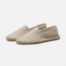 Espadrilles Herren aus Leinen mit flacher Sohle in Beige