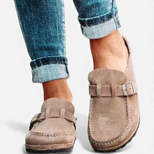 Damen Wildleder Slipper mit Schnalle in Braun