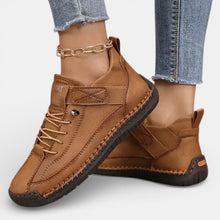 Orthopädische Damen Sneaker mit Klettverschluss und Schnürung in Braun