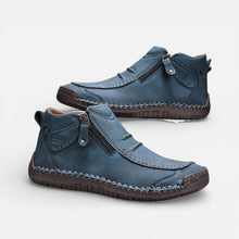 Herren Leder Freizeitschuhe mit Reißverschluss in Blau