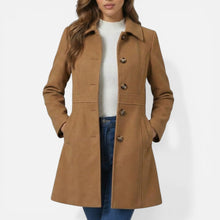 Damen Mantel mit Knopfleiste und tailliertem Schnitt in Braun