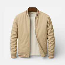 Herren Bomberjacke Reißverschluss Freizeitjack in Beige