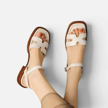 Orthopädische Sandalen Offene Zehen Knöchelriemen Flach in Weiß