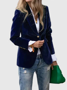 Dagmara – Einreihiger Samt Blazer in Blau