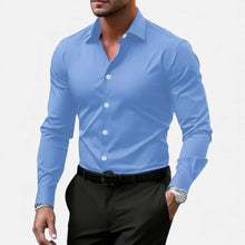 Herren Slim Fit Langarmhemd in Blau