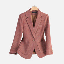 Damen Wollblazer mit Reverskragen und aufgesetzten Taschen in Rot
