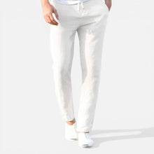 Herren Leinenhose mit Kordelzug und geradem Bein in Weiß