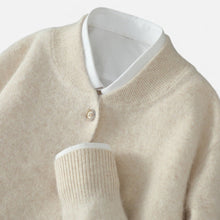 Kaschmir Strickjacke mit Knopfleiste in Beige
