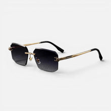 Sonnenbrille Eckig Metall Randlos Unifarben in Grau