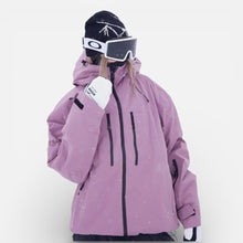 Damen Skijacke mit Kapuze und Reißverschlusstaschen in Lila