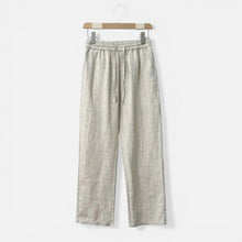 Herren Leinenhose mit elastischem Bund und Kordelzug in Beige