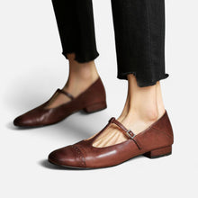 Elegante Flats mit Vintage Riemchen für Damen in Braun