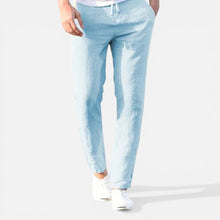 Herren Leinenhose mit Kordelzug und geradem Bein in Blau