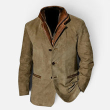 Herren Jacke mit Stehkragen und Knopfleiste in Khaki