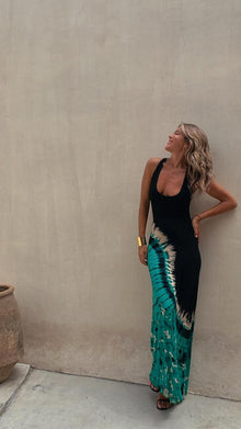 Melanie – Stretch-Maxikleid für Damen mit Schnürung in Grün
