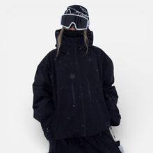 Damen Skijacke mit Kapuze und Reißverschlusstaschen in Schwarz