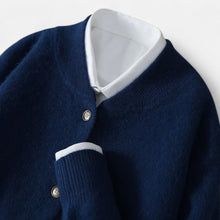 Kaschmir Strickjacke mit Knopfleiste in Blau