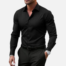 Herren Slim Fit Langarmhemd in Schwarz