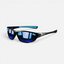 Sonnenbrille Sportlich Kunststoff Rechteckig Vollrand in Blau