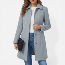 Damen Mantel mit Knopfleiste und tailliertem Schnitt in Grau