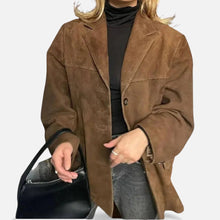 Damen Oversize Blazer aus weichem Stoff in Braun