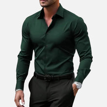 Herren Slim Fit Langarmhemd in Grün