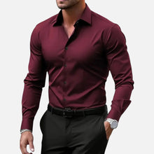 Herren Slim Fit Langarmhemd in Rot