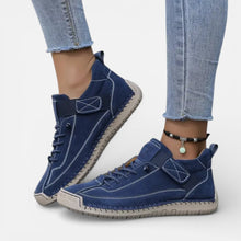 Orthopädische Damen Sneaker mit Klettverschluss und Schnürung in Blau