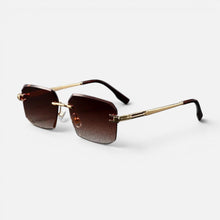 Sonnenbrille Eckig Metall Randlos Unifarben in Braun